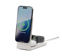 Native Union Chargeur sans fil magnétique 3 en 1 Rise -Certifié Qi2 & MagSafe - Support de charge pliable à charge rapide 15W pour iPhone 16/15/14/13 avec charge pour AirPods (Pro) & Apple Watch(Grès)