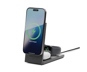 Native Union Chargeur sans Fil magnétique 3 en 1 Rise- Certifié Qi2 & MagSafe -Support de Charge Pliable à Charge Rapide 15W pour iPhone Air/17/16/15 avec Charge pour AirPods Pro & Apple Watch (Noir)