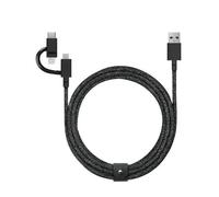 NATIVE UNION, Eco Belt 3in1 USB-A vers Micro USB, USB-C, Câble Lightning - 2 m Noir, Noir