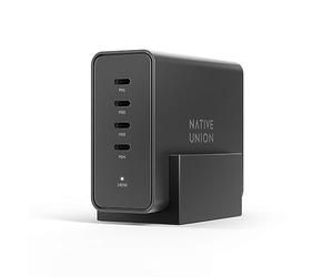 Native Union Fast GaN Charger PD 140W - Station de charge de bureau Power Delivery 3.1 à 4 ports avec support de bureau - Pour MacBook Pro, iPads, iPhones, Galaxy et la plupart des appareils de type-C