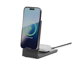Native Union Rise Chargeur sans Fil Magnétique 2-en-1 - Certifié Qi2 & Compatible MagSafe - Support Pliable Recharge Rapide 15W pour iPhone Air, 17, 17e & AirPods Pro 3 (Noir)