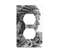 Native Woman and Two Leopard Outlet Cover Light Switch Cover Decorative 1 Gang Wall Plate for Kitchen Room Bathroom Size 7x11.4cm