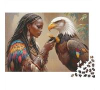 Native Woman Eagle Puzzle 1000 Pièces Papier pour Adultes Night View Jeu de Puzzle 1000 Pièces Famille Détente Cadeau 52x38cm/1000pcs