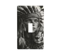 Native Woman Plaque murale décorative pour interrupteur à bascule unique pour cuisine, ferme, chambre à coucher, salle de bain Noir et blanc