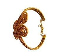 Nativilis B102 Bracelet tressé tressé fait main en herbe dorée du Brésil, manchette réglable respectueuse de l'environnement avec fermoir doré