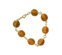 Nativilis - Bracelet fait main avec sphère d'herbe dorée - Bijoux brésiliens respectueux de l'environnement - Artisanat durable Jalapão - B106