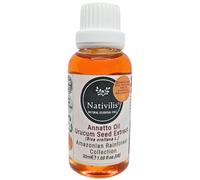 Nativilis Huile d'Annatto à l'extrait de graines d'urucum d'Amazonie 30 ml (Bixa orellana L.) Émolissant pour crème solaire - Huile de bronzage brésilienne bio-naturelle pour la peau - Bienfaits de la