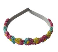 Nativilis Serre-tête en dentelle Frivolitê fabriqué à la main (#108) dans des teintes pastel douces de rose, turquoise, jaune et lilas. Léger, flexible et respectueux de l'environnement, charme