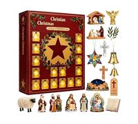 Nativité Calendrier Avent, Jesus Story Christmas Countdown Decorations, Christmas Manger Advent Calendriers, Christian 2D Figurines For Room Bedroom Kitchen Church Birthday Party Shelf Desk Office