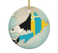 Nativité des Bahamas Position Drapeau Carte Ornements de Noël Arbre de Noël Rond en Céramique Cadeaux à Suspendre Decora Christian