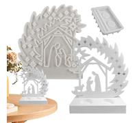 Nativité en résine - Fonte de crèche de fête, sculpture en résine de Noël, en silicone de la famille sacrée, outil de décoration de Noël chrétienne | pour décorer