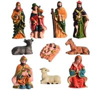 Nativité Figures 10pcs / Set résine Nativité Ensemble avec bébé Jésus et Animaux, scène réaliste, décorations de Noël pour la décoration intérieure
