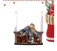 Nativity Candle Holder, Christmas Candlestick Decoration, 8.86 inches Resin Nativity Statue Ornament, Ideal for Catholic Christian Holiday Decor, Fireplace, Table, Indoor, Mantle, Festive Display