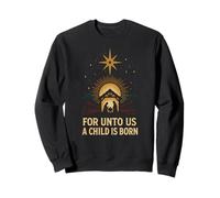 Nativity Child is Born Retro Homme Chrétien Noël Sweatshirt