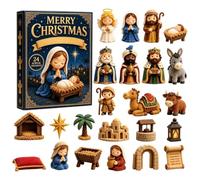 Nativity Christmas Countdown - Acrylic Holiday Ornament | 2D Flat Mini Nativity Scene Design, Small Jesus Figures Holiday Decor for Window Door Wall Mantel Tree Home Church Office