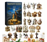 Nativity Scene Advent Calendars 2025, 24 Days Christmas Countdown Advent Calendars with 2D Acrylic Festive Ornaments for Holiday Gathering Activities Party