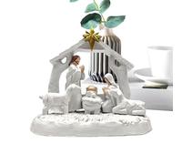 Nativity Scene - Résine Jesus Birth Figurine, Christmas Manger Scene Decoration, Religious Holiday Display for Indoor Home | Nativity Set for Desk Shelf Living Room Bedroom | Farmhouse Christmas Decor