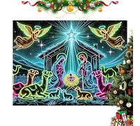 Nativity Tapestry Christmas - 6x7.5ft UV-Reactive Christmas Holiday Decoration,Holiday Backdrop Decoration for College Students Party Planners Office Bedroom Dormitory Nursery Living Room