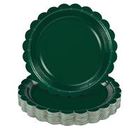 NatNarr 30 pièces Assiettes Vert Foncé 22,9 cm Assiettes en carton vert ondulées jetables pour dessert et dîner pour mariage, fête de maître, enterrement de vie de jeune fille