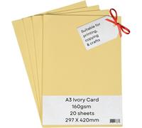Natnip Card & Paper Ivory A3 Printer Card - 160gsm 20 Sheets - Coloured Card - For Making, Printing, Copying.