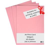 Natnip Card & Paper Pale Pink A4 Printer Card - 160gsm 40 Sheets - Coloured Card - For Making, Printing, Copying.