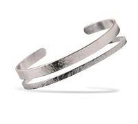 Nato Cuff - Bracelet Jonc Acier Inoxydable Martelé Bijou Homme ou Femme Fait Main en France (Duo)
