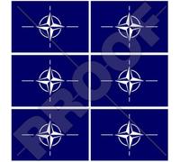 NATO Drapeau Organisation du Traité de l'Atlantique Nord, OTAN, 40mm Vinyle Autocollants, x6 Stickers