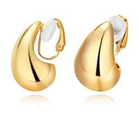 NATOSU Boucles d'Oreilles Clip Manchette En Or 18 Carats, Créoles Tendance Goutte d'Eau Plaquées Or