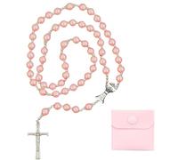 NATOSU Chapelet de Communion Avec Sac Cadeau en Velours - Perles de Prière en Croix de Jésus - Cadeaux Catholiques Chrétiens Pour Femmes, Hommes, Filles et Garçons