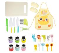NATOSU Couteau pour Enfant 25 pièces, Couteau pour Enfant, Couteau pour Apprendre à Couper, Enfant en Bas âge avec éplucheur, Couteau ondulé, Couteau en Bois, Planche à découper, emporte-pièce