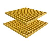 NATOTELA Lot de 2 grilles en fibre de verre 485 x 485 x 25 mm - Jaune - Avec MW : 40/40 mm DIY Résistant à l'humidité - Grille d'entrée en fibre de verre pour parcs industriels tels que les lavabos de