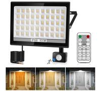 NATPOW 100W Projecteur LED Extérieur Detecteur de Mouvement, 3 Couleurs 11000LM 200 Leds Eclairage Exterieur avec Telecommande, IP66 Étanche Spot Led Extérieur pour Jardins, Garage, Arrière-cour