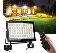 NATPOW 100W Spot LED Extérieur Detecteur de Mouvement, 3 Couleurs 11000LM 200 LEDs Projecteur LED Extérieur avec Detecteur, Lampe avec Telecommande, IP66 Étanche pour Jardins, Garage, Arrière-cour