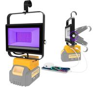 NATPOW 60W LED Lumière Noire pour Dewalt 18V(Sans Batterie), 395nm Lampe pour Chantier Portable avec Type C et USB, Lampe Fluorescente pour Halloween Fête Peinture Corporelle Maquillage Fluo