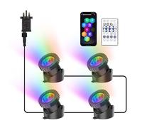 NATPOW Éclairages de Bassin Sous-marins Secteur, Éclairage Sous-marin RVB, Projecteurs d'Aquarium avec Minuterie avec APP et Télécommande, Étanche IP68 Lumière Submersible Multicolore pour Aquarium