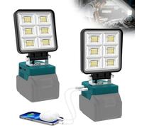 NATPOW Lampe de Chantier pour Makita 18V, Lot de 2 5200LM Projecteur, 2 Modes 6000K Éclairage Chantier Portable avec Type C et USB pour Chantier, Garage, Camping, Pêche, Sans Batterie