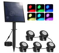 NATPOW Lampes solaires pour étang, éclairage sous-marin RVB à changement de couleur, lampes d'aquarium étanches IP68, projecteur paysager du crépuscule à l'aube pour piscine, jardin, patio, arbre (5