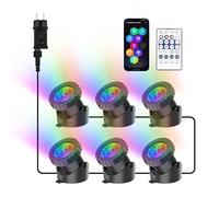 NATPOW Lumières LED Submersible RGB, 5V Couleur Changeante Spot Application Bluetooth et Télécommande, IP68 Etanche Bassin Éclairage pour Aquarium, Jardin, Cour, Piscine, Fontaine, Étang (Lot de 6)