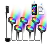 NATPOW Lumières LED Submersible RGB, Projecteurs Lampe spot avec Bluetooth APP Contrôle, IP68 Etanches Eclairage Multicolores pour Aquarium, Jardin, Cour, Piscine, Fontaine 6-en-1