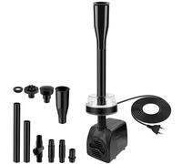 NATPOW Pompe de fontaine d'extérieur blanche avec LED, pompe de bassin pour mini étang, pompe d'aquarium avec câble de 3 m, 3 buses, 800 l/h 15 W, petite pompe pour bassin de jardin, cascade