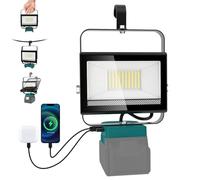 NATPOW Projecteur Compatible avec Makita 18V, 60W Lampe de Chantier, 2 Modes 6000K Phare avec Type C et USB pour Chantier, Garage, Camping, Pêche, Sans Batterie