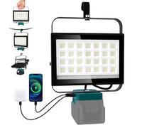 NATPOW Projecteur LED Compatible avec Makita 18V, 100W 6500LM Lampe de Chantier, 2 Modes 6000K Phare avec Type C et USB pour Chantier, Garage, Camping, Pêche, Sans Batterie