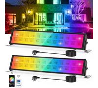 NATPOW Projecteur RGB LED Extérieur 72W, Barre Lumineuse avec Application Bluetooth et Télécommande, Étanche IP65 Lumière Extérieure LED, Lampe Changeant de Couleur pour Fête, Jardin, Patio, 2 Pièces