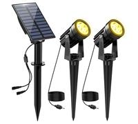 NATPOW Spot Solaire Extérieur, 2 en 1 3000K Projecteur Solaire Exterieur, Etanche IP65 Lampe Solaire Exterieur Puissante, 2 Modes Lumiere Solaire avec pour Jardin, Allée, Chemin, Trottoir, Terrasse