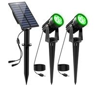 NATPOW Spot Solaire Extérieur, 2 en 1 Vert Projecteur Solaire Exterieur, Etanche IP65 Lampe Solaire Exterieur Puissante 2 Modes Lumiere Solaire avec pour Jardin, Allée, Chemin, Trottoir, Terrasse