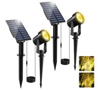 NATPOW Spot Solaire Extérieur, 2 Jeux de 3000K Projecteur Solaire Exterieur Puissante, Etanche IP65 Lampe Solaire Exterieur, 2 Modes Lumiere Solaire pour Jardin, Allée, Chemin, Trottoir, Terrasse