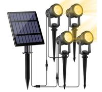 NATPOW Spot Solaire Extérieur, 4 en 1 3000K Projecteur Solaire Exterieur, Etanche IP65 Lampe Solaire Exterieur Puissante, 2 Modes Lumiere Solaire avec pour Jardin, Allée, Chemin, Trottoir, Terrasse
