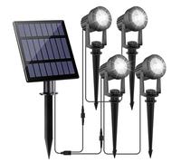 NATPOW Spot Solaire Extérieur, 4 en 1 6000K Projecteur Solaire Exterieur, Etanche IP65 Lampe Solaire Exterieur Puissante, 2 Modes Lumiere Solaire pour Jardin, Allée, Chemin, Trottoir, Terrasse