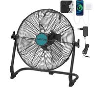 NATPOW Ventilateur pour Makita 18V, 15W Brasseur d'air avec Type C et USB, 30 cm Ventilateur de Sol, Adaptateur 1,5 m Inclus, Silencieux pour Camping, Plage, Pêche, Chantier, Noir, sans Batterie