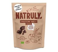 NATRULY Protéine Whey BIO Chocolat, 80% Isolat de Protéine de Lait de Vaches élevées au pâturage, Sans Sucre, 350 g